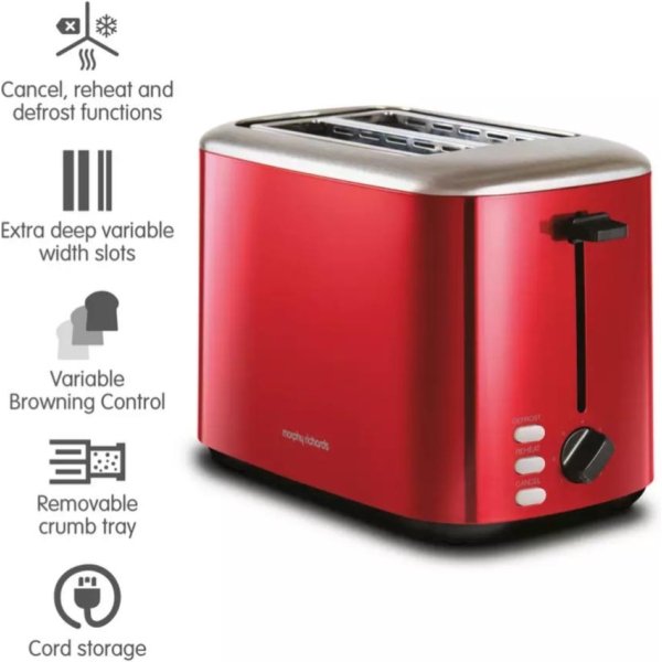 Morphy Richards Equip 2 Slice Toaster - Red (222066)
