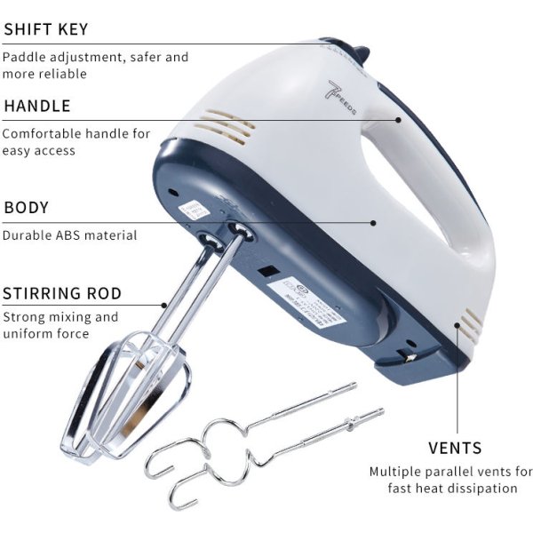 7 Speed Home Kitchen Egg Beater Hand Blender Electric Hand Mixer With Whisk