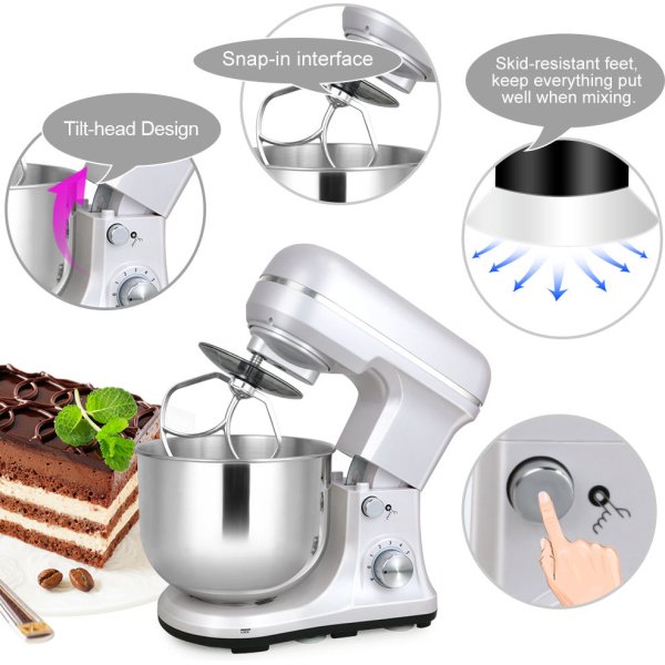 Kitchen Stand Mixer 5QT Bowl 220V Electric Food Mixer 6 Speeds Kitchen Mixer for Daily Use with Egg Whisk Dough Hook Flat Beater