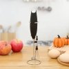 Compact 2-in-1 Handheld Milk Frother Egg Whisk Portable Battery-Powered Mini Blender With Stainless Steel Stand for Coffee