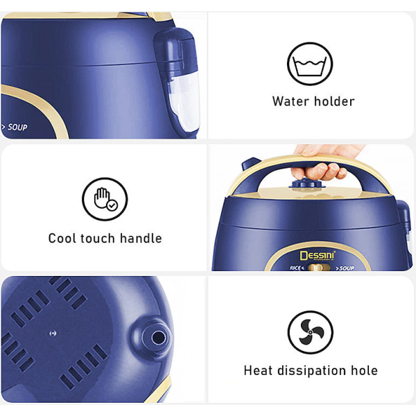 DESSINI ITALY 1.8L Electric Rice Cooker Non Stick Aluminium Inner Pot with Steamer Pengukus Periuk Nasi Elektrik